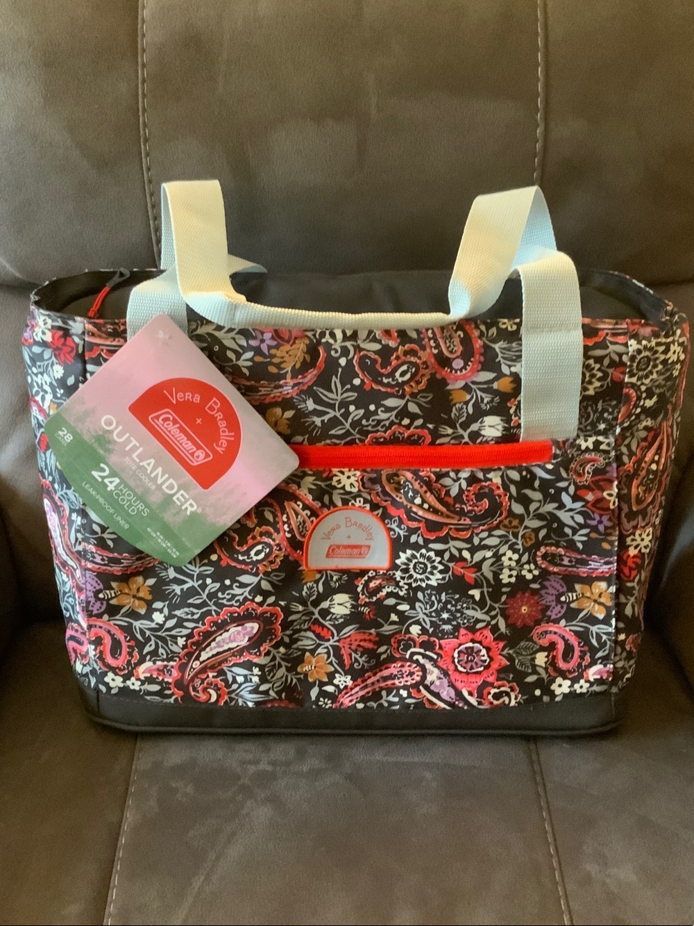 Vera Bradley - Coleman Outlander Paisley Tote - Black with Pink & Coral Accents